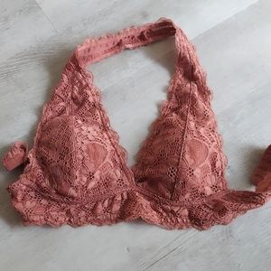 Dusty pink halter lace comfortable padded bralette